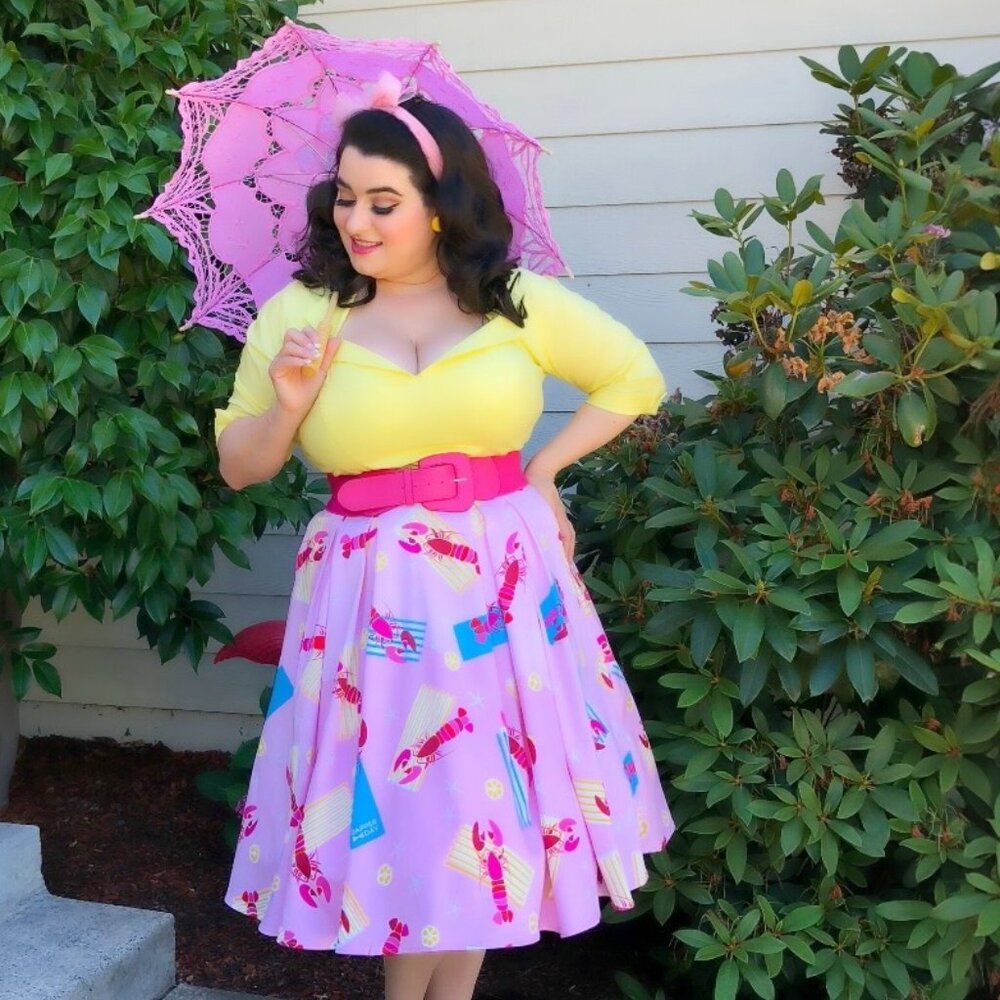 Pinup Couture Pinup Girl Clothing Dapper Day Lounging Lobsters Jun Skirt 2X